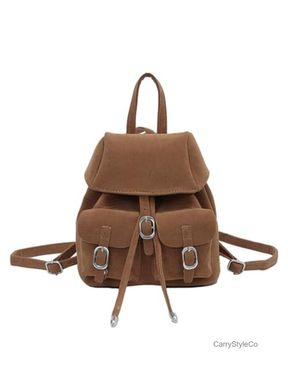 Faux Suede Mini Backpack Drawstring Daypack Travel Purse for Women